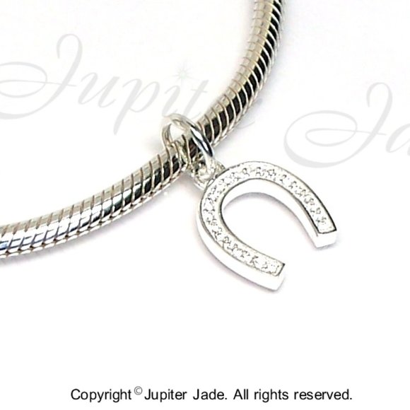 FREE S/H  925 Silver horseshoe charm- fits Pandora bracelets - Picture 2 of 2
